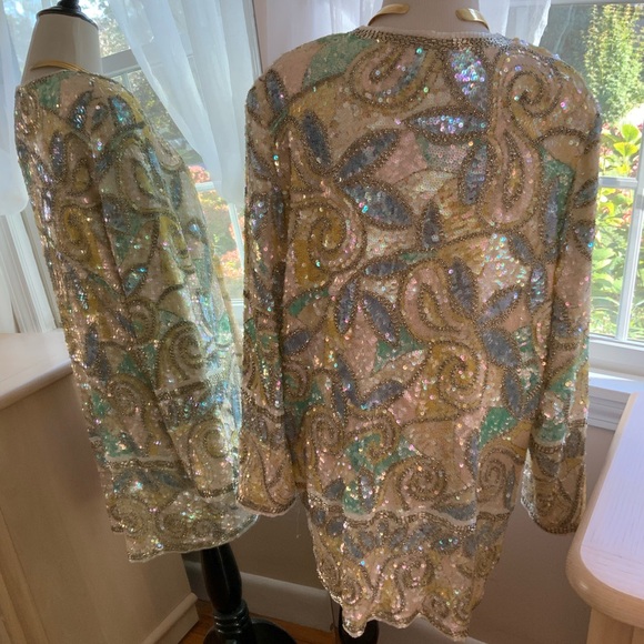 Oleg Cassini Black Tie for Bergdorf Goodman Stunning Beaded Sequin Jacket - Picture 5 of 14